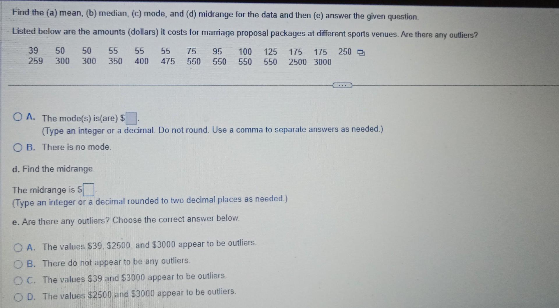 Solved Find The (a) Mean, (b) Median, (c) Mode, And (d) | Chegg.com