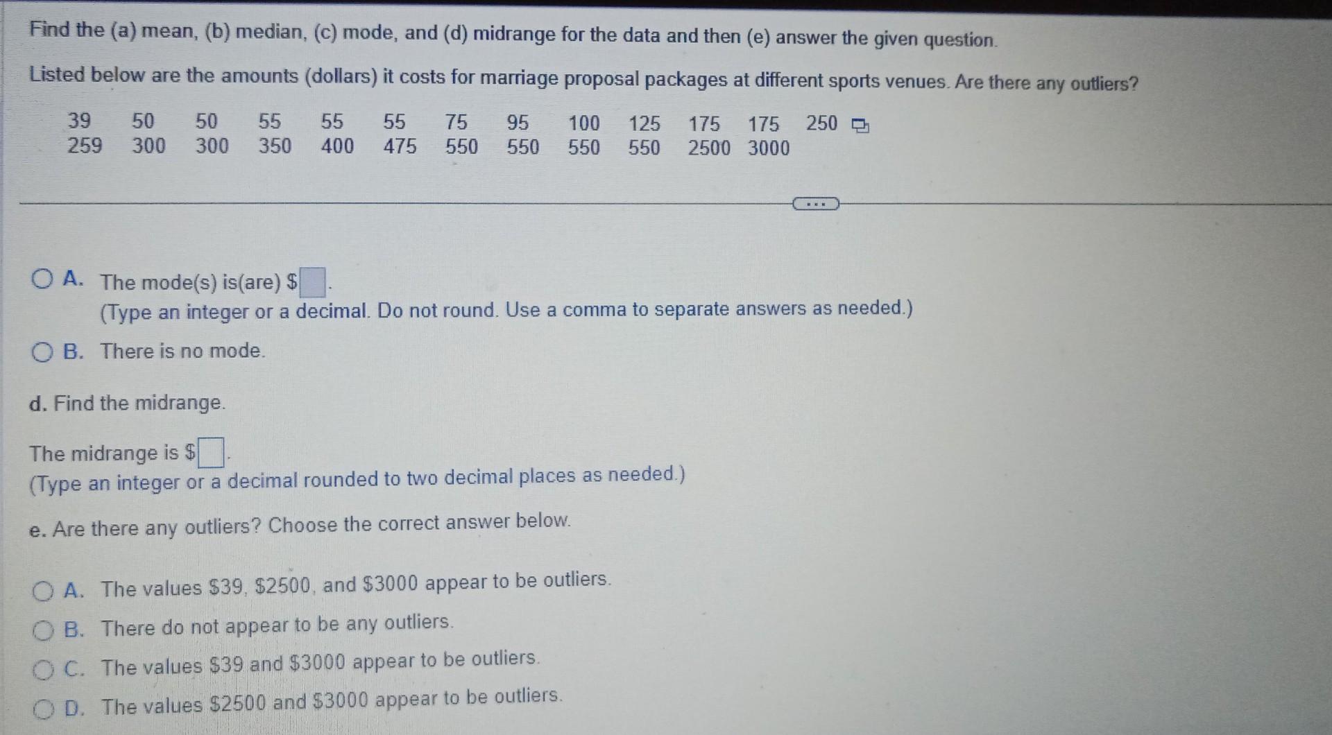Solved Find The a Mean b Median c Mode And d Chegg