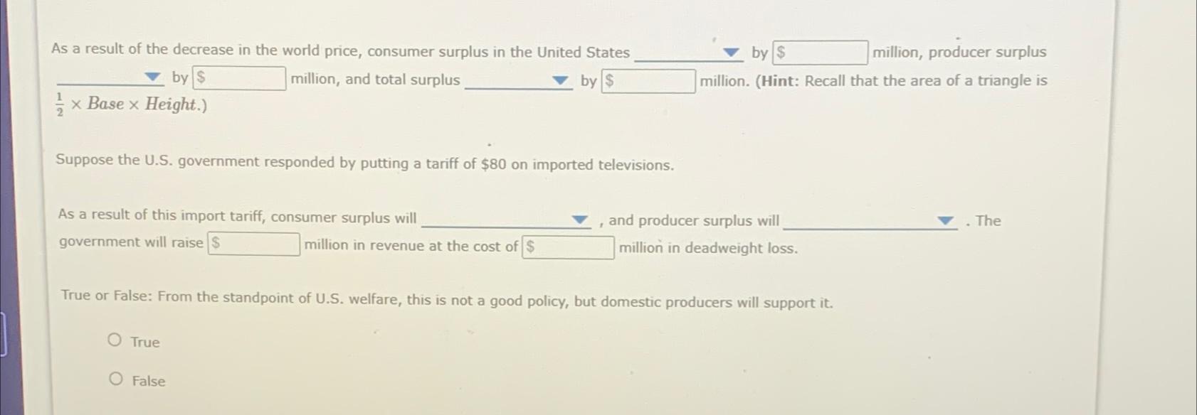 Solved As a result of the decrease in the world price, | Chegg.com