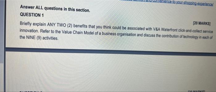 Solved Answer ALL questions in this section. QUESTION 1 [20 | Chegg.com