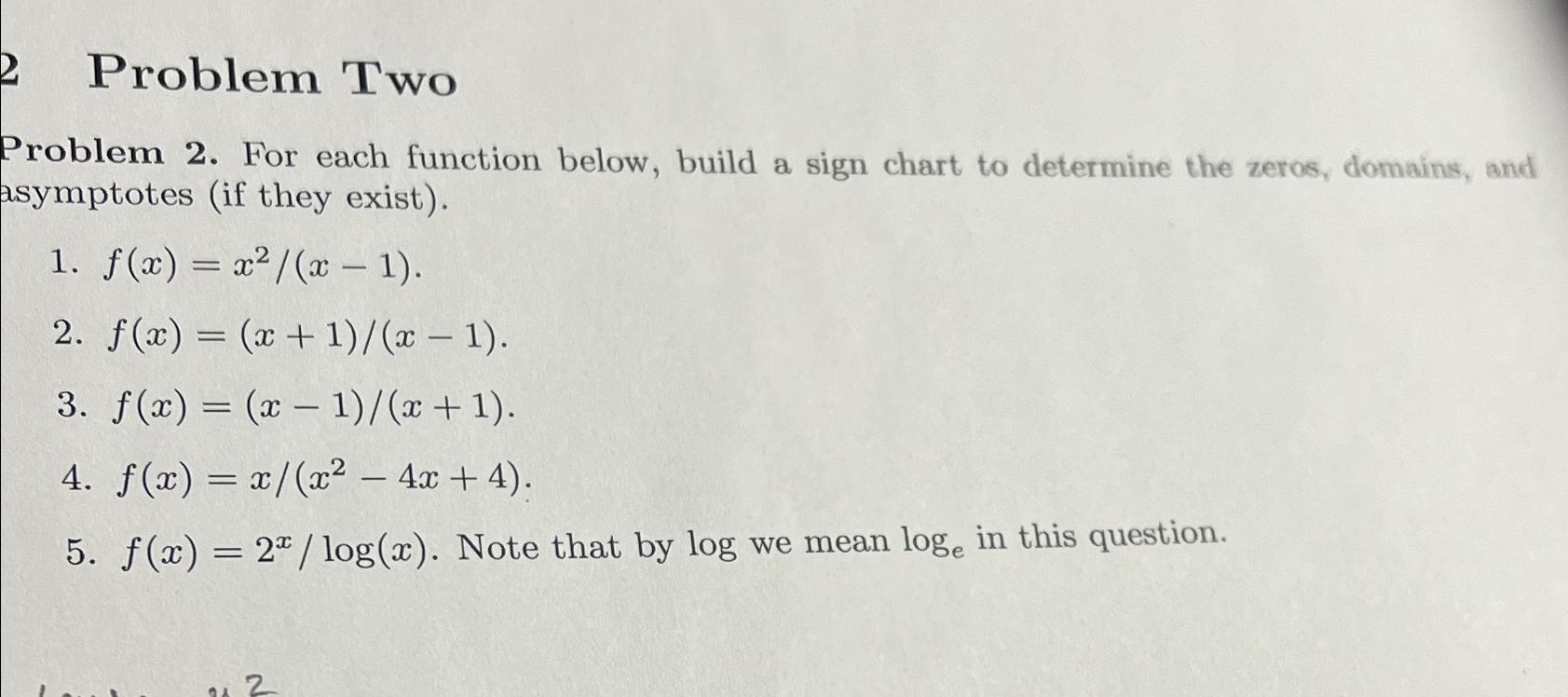 Solved Problem TwoProblem 2. ﻿For Each Function Below, Build | Chegg.com