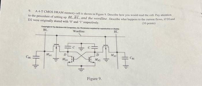 Solved 9. A 4-T CMOS DRAM memory cell is shown in Figure 9. | Chegg.com