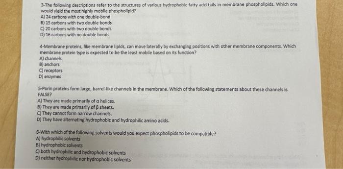 Solved 3-The following descriptions refer to the structures | Chegg.com