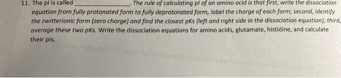 Solved 11. The pl is called The rule of calculating pl of an | Chegg.com