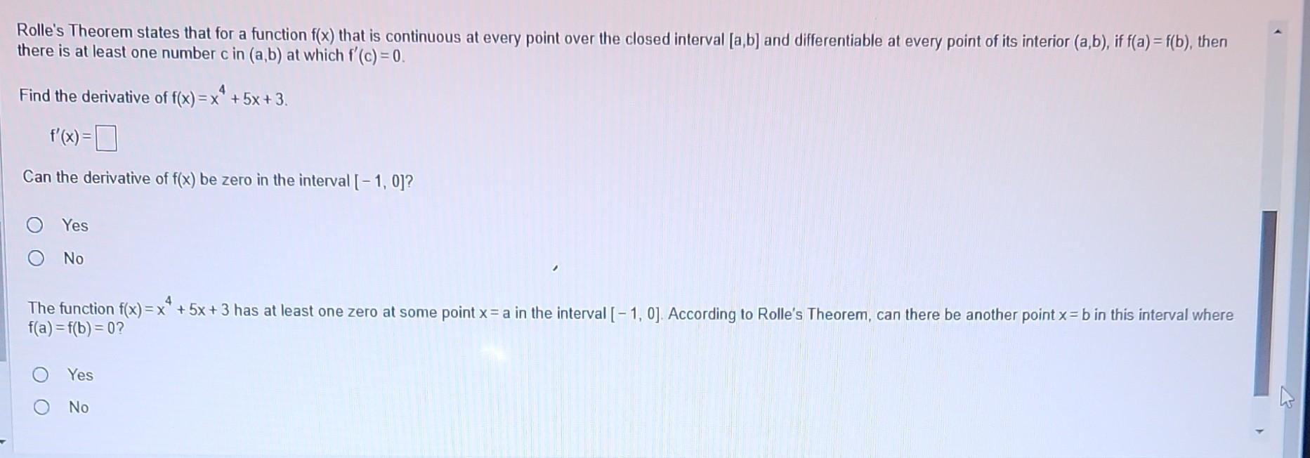 Solved Show That The Function F(x)=x4+5x+3 Has Exactly One | Chegg.com