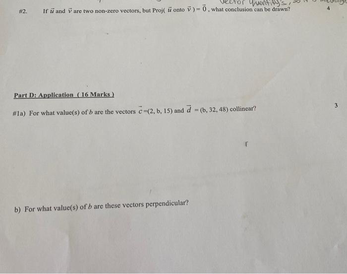 Solved #2. If U And V Are Two Non-zero Vectors, But Proj(u | Chegg.com