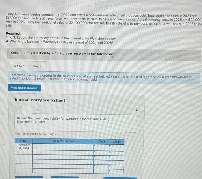 [Solved] Lindy Appliance begins operations in 2024 and off