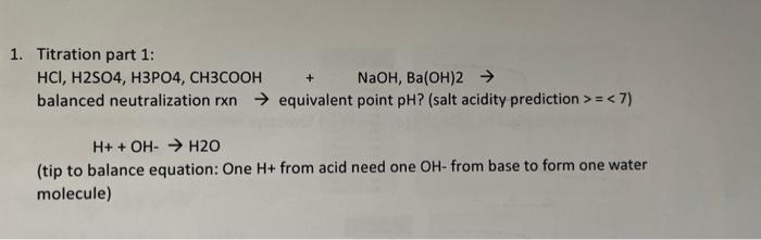 Solved Titration Part 1: | Chegg.com