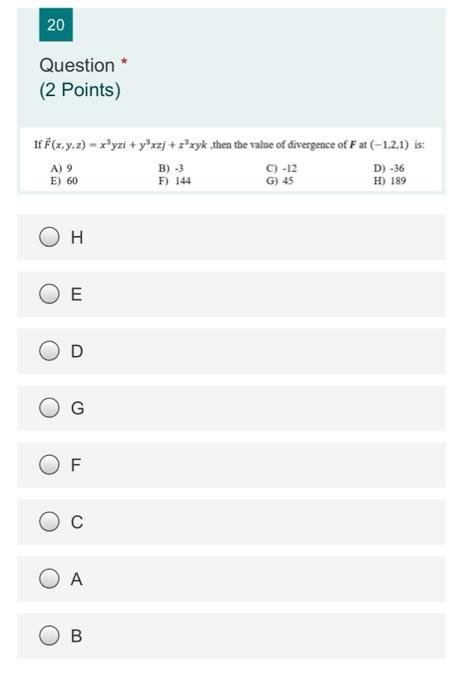 Solved Question 2 Points If F X Y Z Xºyzi Yoxzj Chegg Com