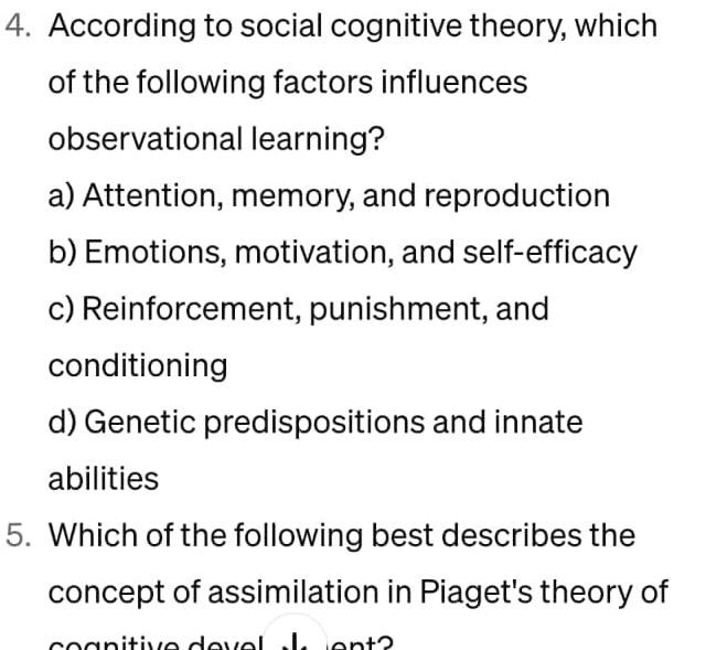 Solved According to social cognitive theory which of the Chegg