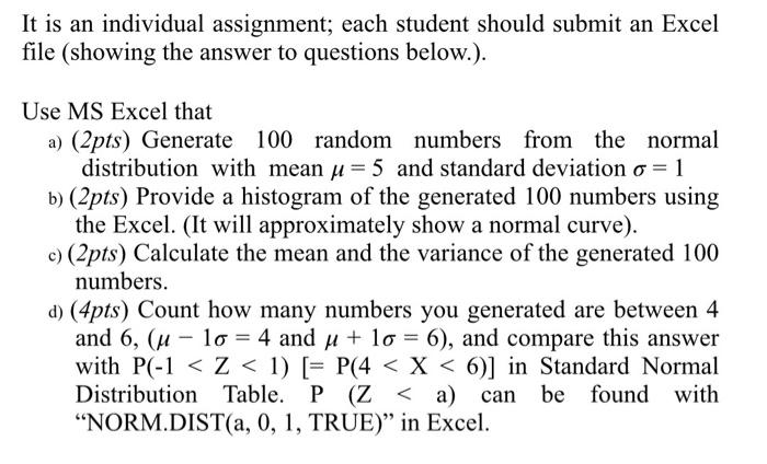 Solved It is an individual assignment; each student should | Chegg.com