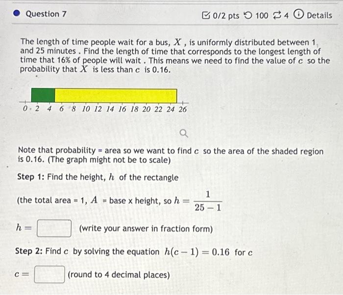 Solved The length of time people wait for a bus, X, is