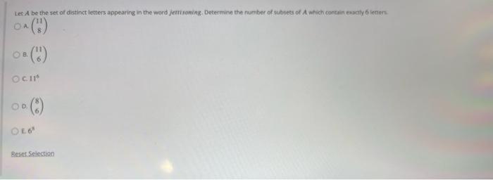 Solved Let A be the set of distinct letters appearing in the | Chegg.com