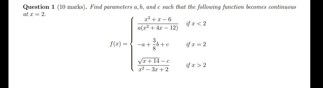 Solved Question 1 (10 marks). Find parameters a, b, and c | Chegg.com