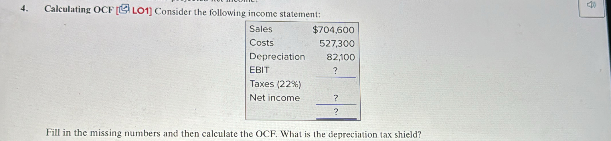 Solved Calculating Ocf ﻿lo1 ﻿consider The Following 9094