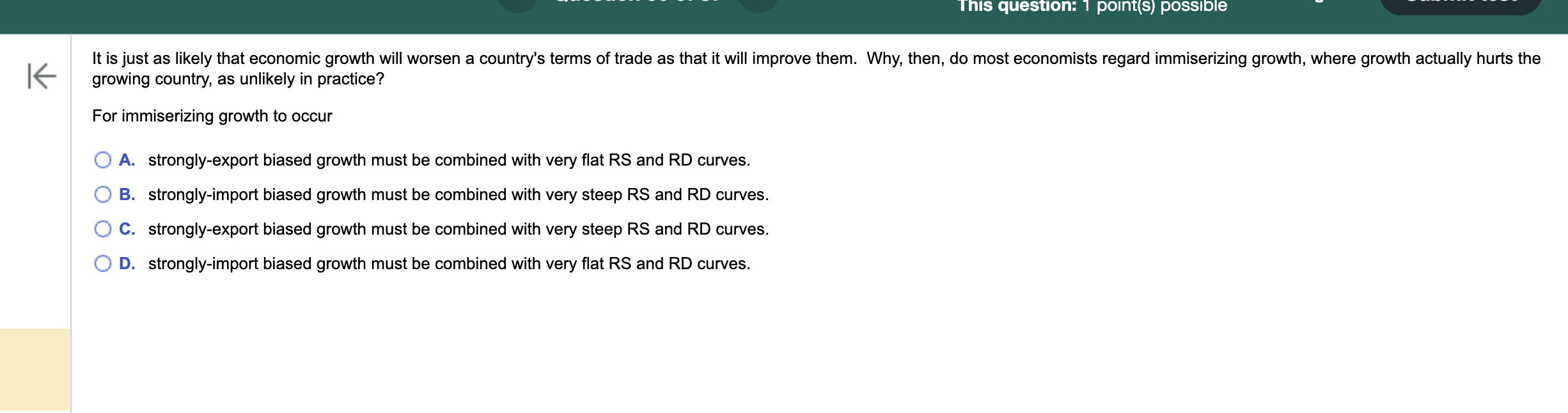 Solved This question: 1 ﻿point(s) ﻿possiblegrowing country, | Chegg.com