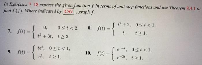 Solved In Exercises 7-18 express the given function f in | Chegg.com