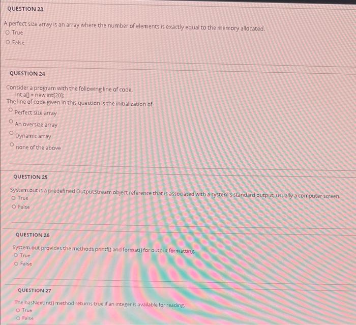Solved QUESTION 23 A perfect size array is an array where | Chegg.com