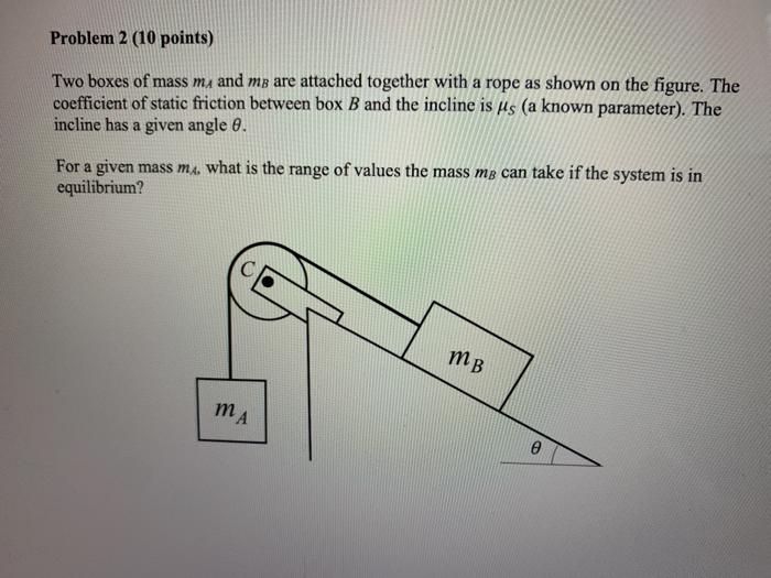 Solved Two Boxes Of Mass MA And MB Are Attached Together | Chegg.com