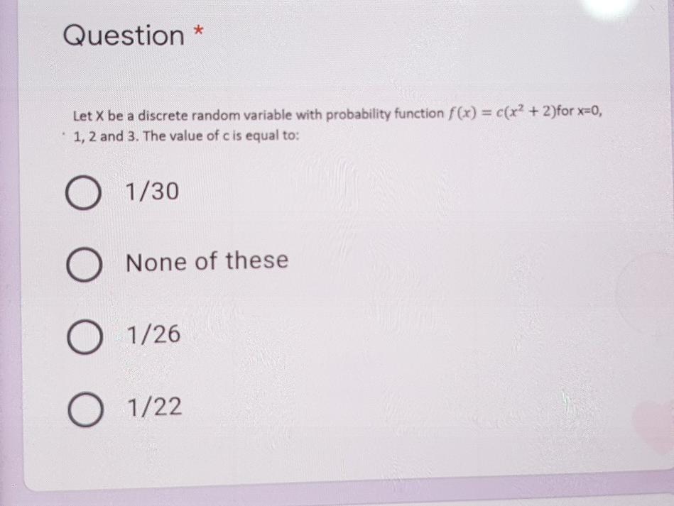 Solved Question * Let X be a discrete random variable with | Chegg.com