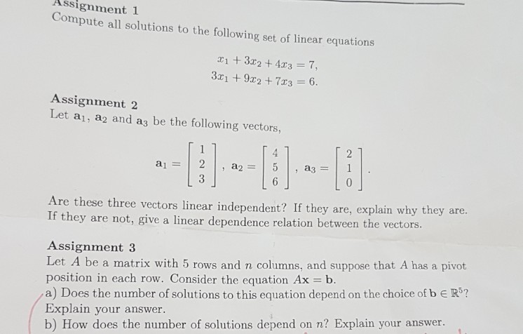 Solved ssignment 1 Compute all solutions to the following | Chegg.com