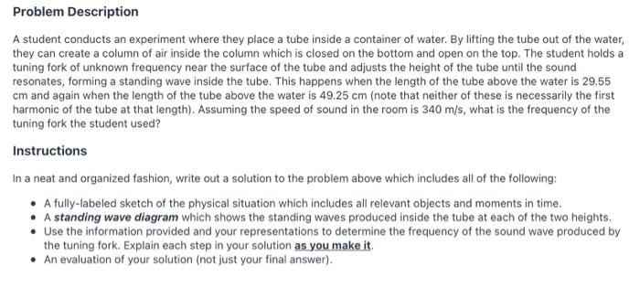 Solved Problem Description A student conducts an experiment | Chegg.com