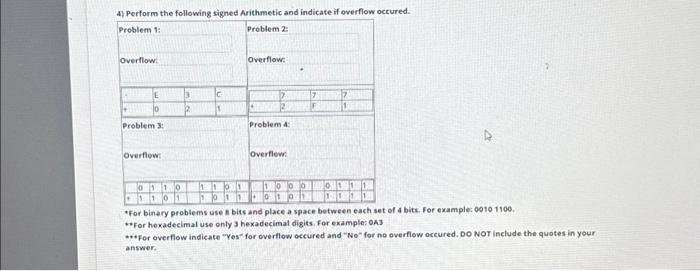 Solved 4) Perform the following signed Arithmetic and | Chegg.com