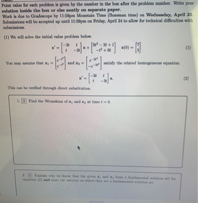Solved Point value for each problem is given by the number | Chegg.com