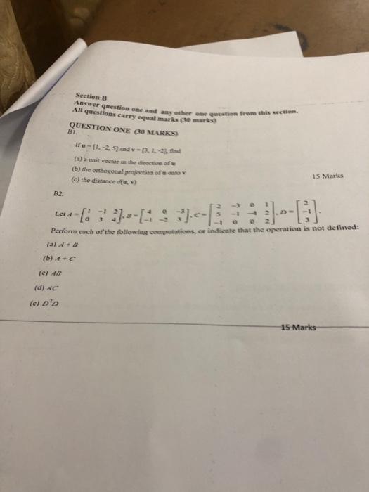 Solved B2. Section B Answer Question One And Any Other One | Chegg.com