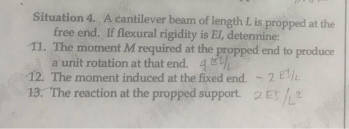 Situation 4. A cantilever beam of length L is propped | Chegg.com