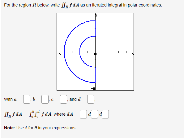 Writing Rfda Solved For the region R below, write ∬RfdA as an iterated | Chegg.com
