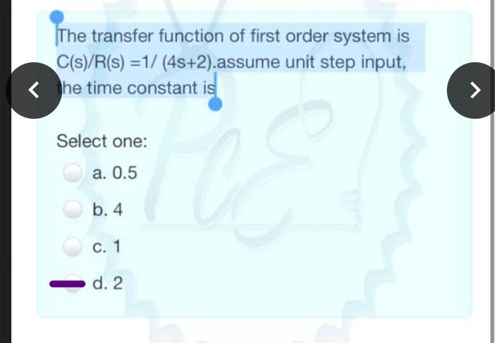 Solved The Transfer Function Of Second Order System Is | Chegg.com