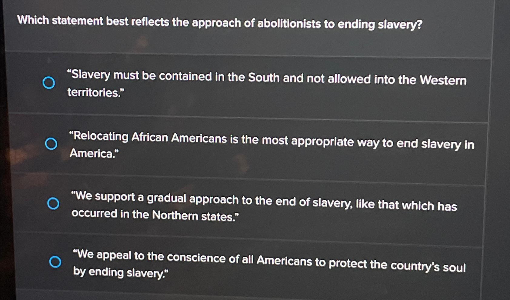 essay on slavery and abolitionism sat answers