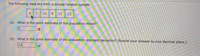 Solved The following data are from a simple random sample. 5 | Chegg.com