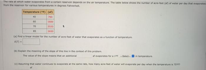 Solved The rate at which water evaporates from a certain | Chegg.com