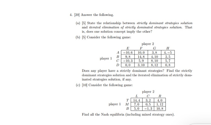 Solved 4. [20] Answer the following. (a) [5] State the | Chegg.com