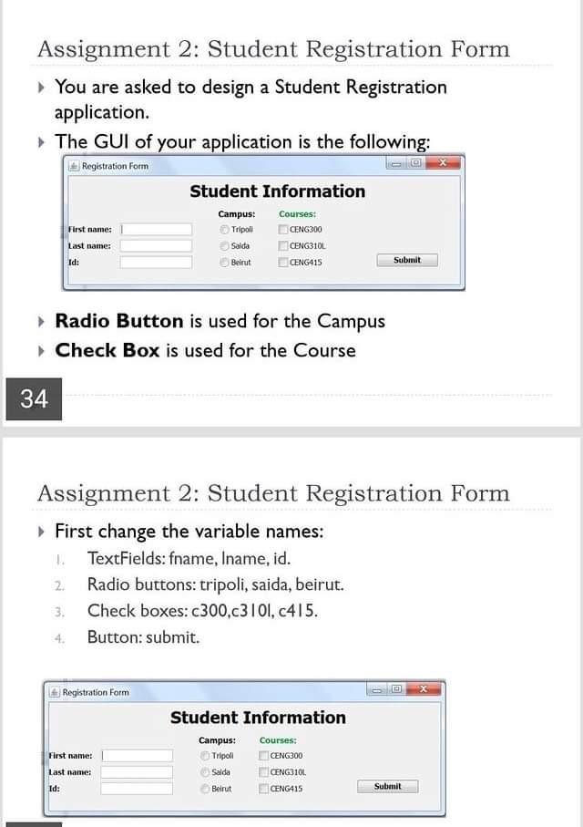 Assignment 2: Student Registration Form You are asked | Chegg.com