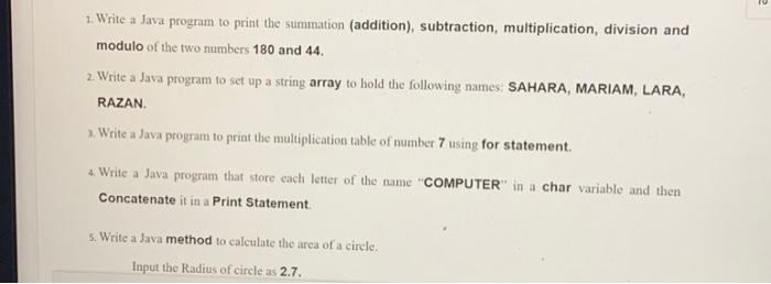 Solved 10 1. Write a Java program to print the summation | Chegg.com