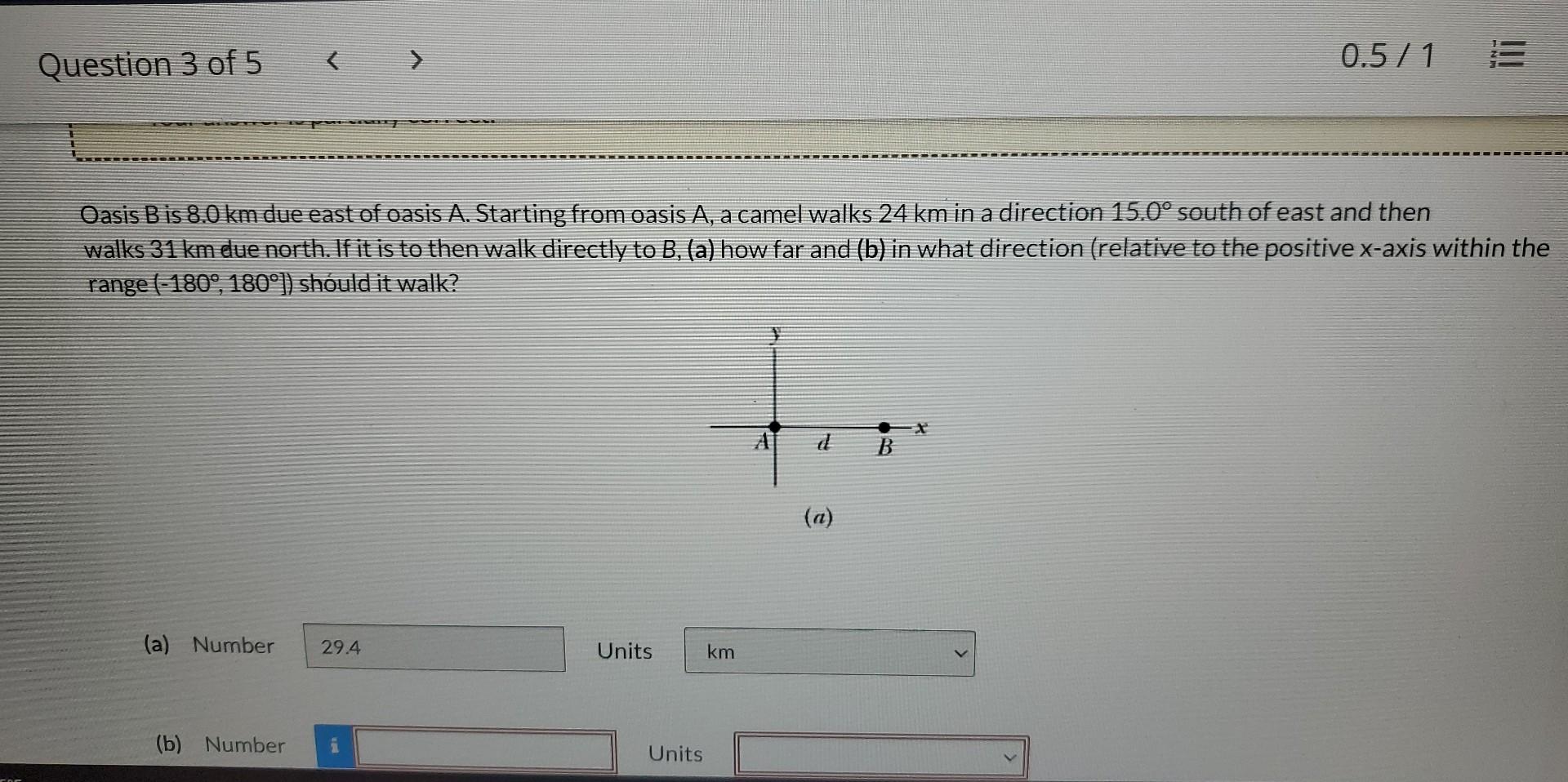 Solved Oasis B Is 8.0 Km Due East Of Oasis A. Starting From | Chegg.com