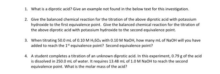 Solved 1. What is a diprotic acid? Give an example not found | Chegg.com