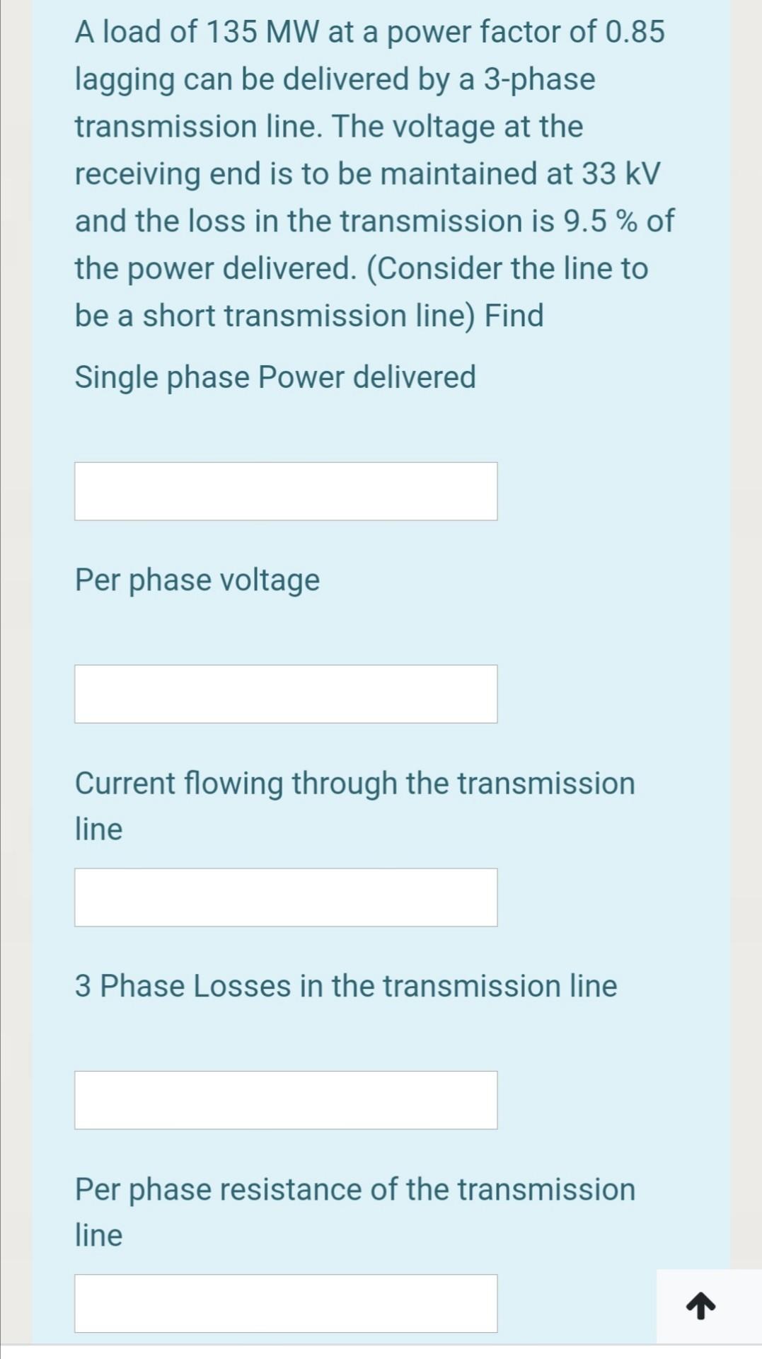 Solved A single phase transmission line is delivering 410
