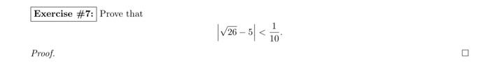 Prove that
\[
|\sqrt{26}-5|<\frac{1}{10} .
\]