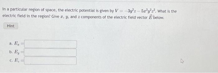 Solved In a particular region of space, the electric | Chegg.com