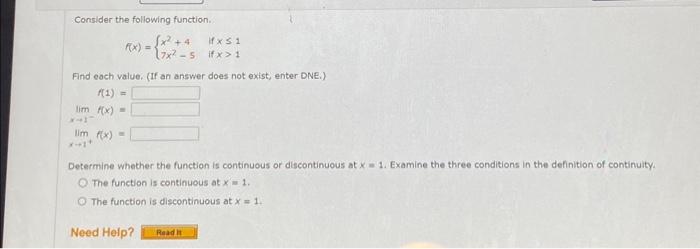 Solved Consider The Following Function F X {x2 47x2−5 If