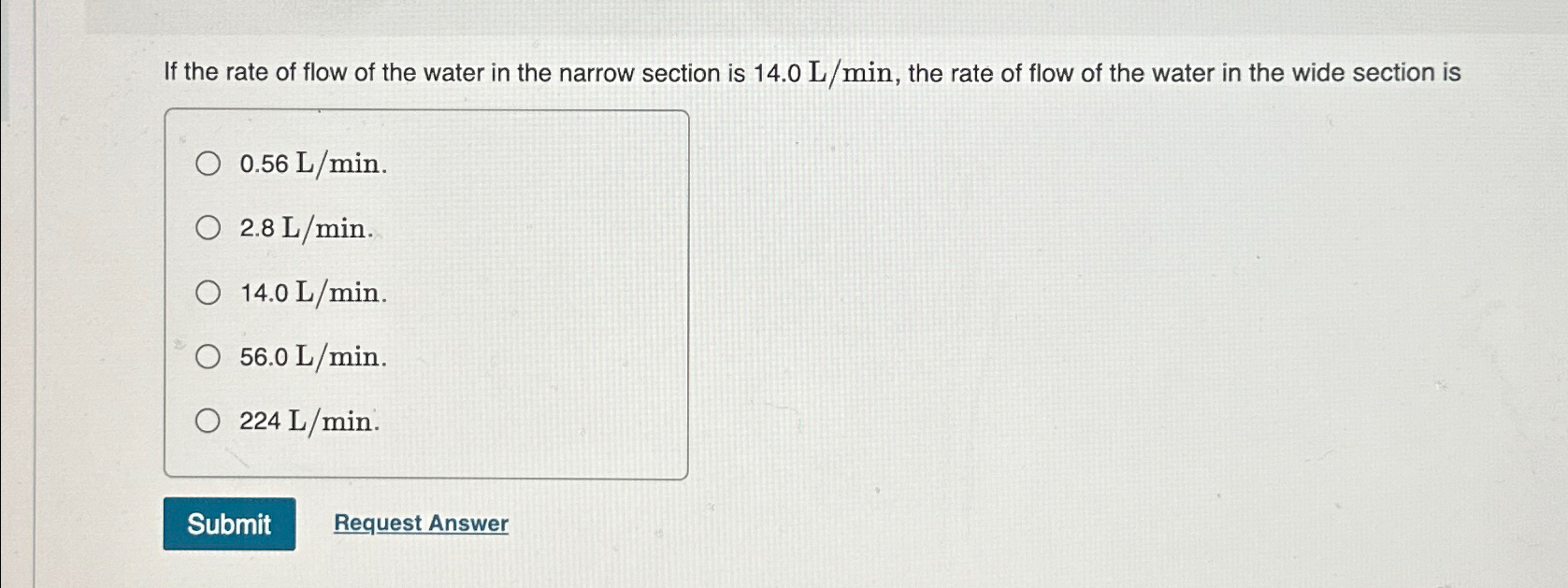 Solved If the rate of flow of the water in the narrow | Chegg.com