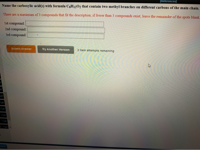 Solved nererences Name the carboxylic acid(s) with formula | Chegg.com