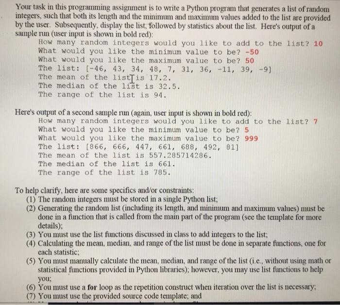 Solved Your task in this programming assignment is to write | Chegg.com