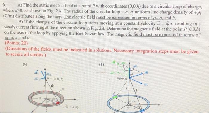 Solved 6. A) Find the static electric field at a point P | Chegg.com