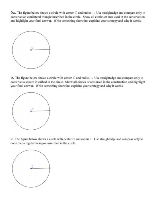 Solved 6a. The figure below shows a circle with center C and | Chegg.com