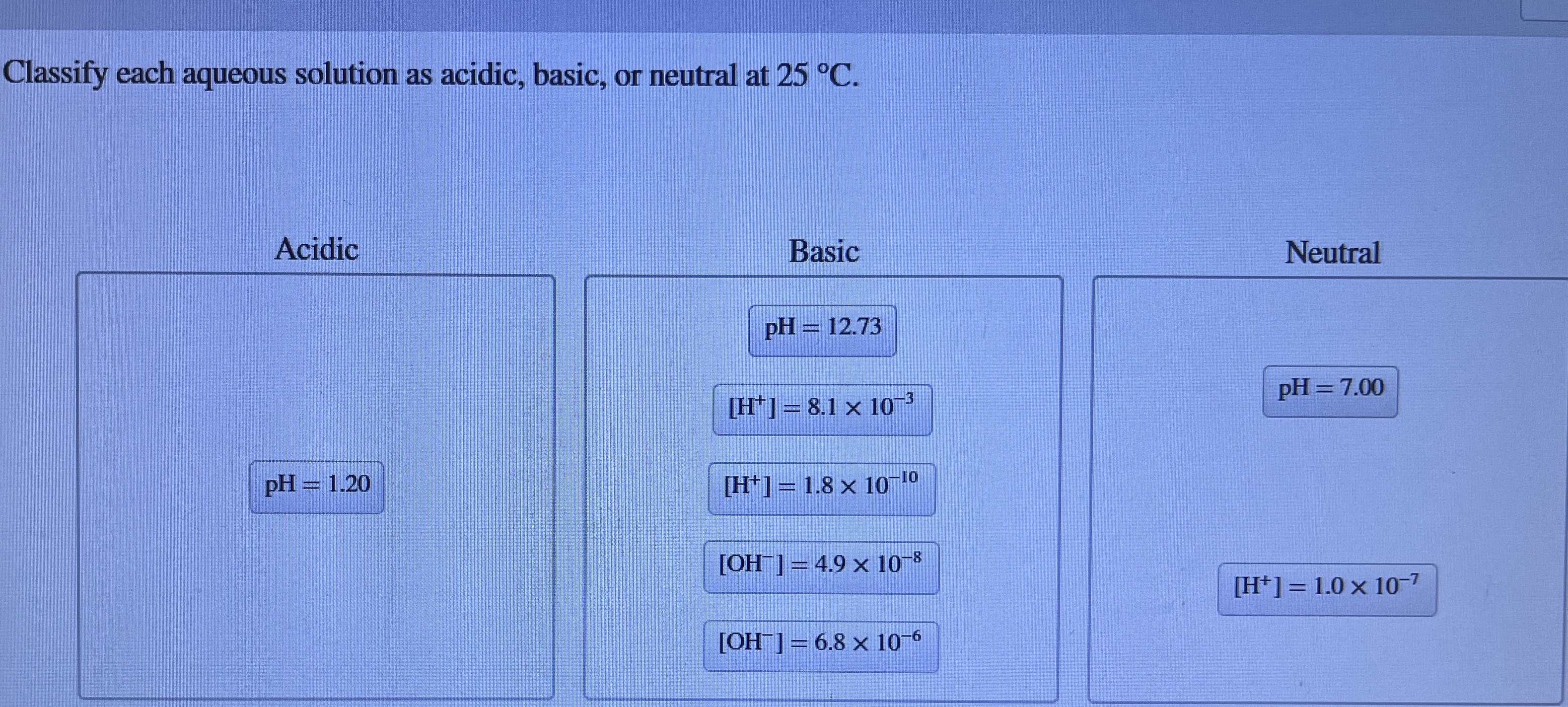 Solved Classify each aqueous solution as acidic, basic, or | Chegg.com